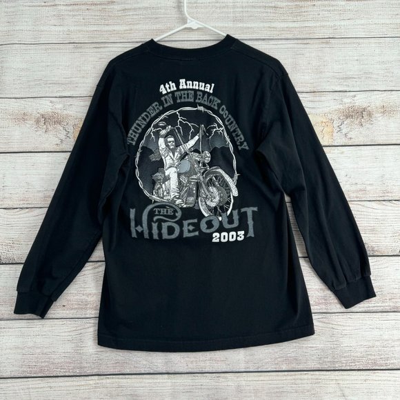 The Hideout 2003 Thunder in the Back Country Long Sleeve T-Shirt Men’s XL Black - Picture 1 of 9